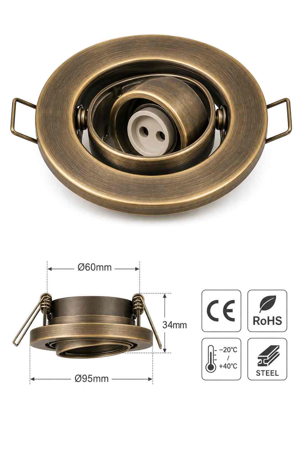 ARGUS CT-2115-AN antická mosaz ocel certifikace CE RoHS provozní  teplota